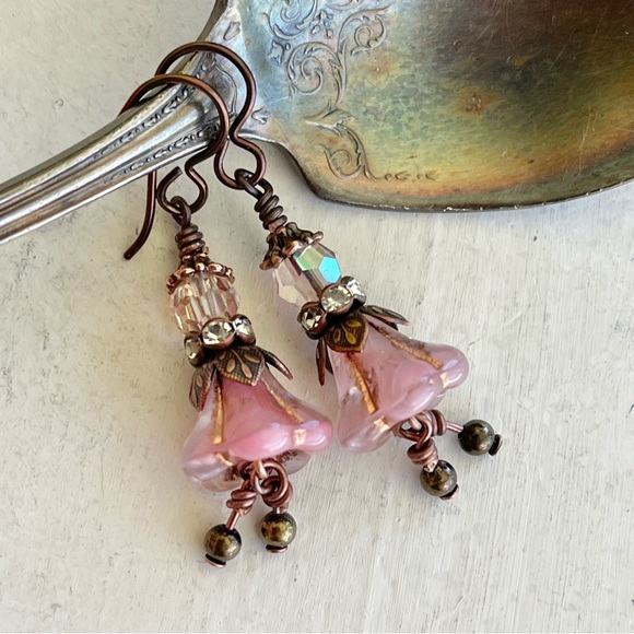 ARTISAN Earrings “Peony Pink” - Dangles - Picture 6 of 10